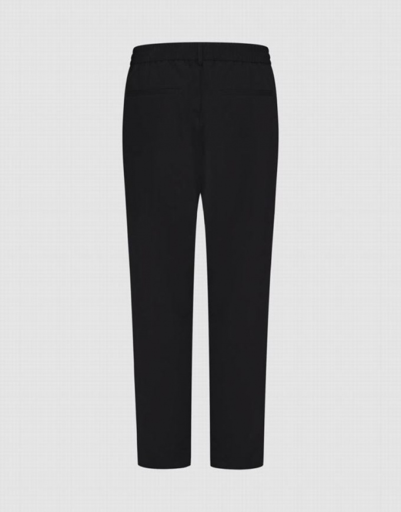 Black Urban Revivo Loose Straight Men's Pants | RKZPOC-410