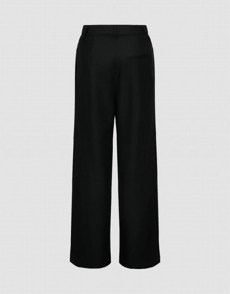 Black Urban Revivo Loose Straight Women's Pants | MLCRFH-965