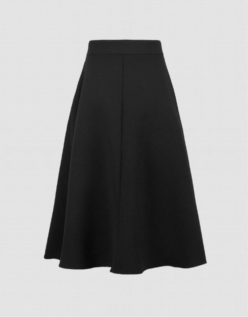 Black Urban Revivo Midi A-Line Women's Skirts | FLTAQR-476