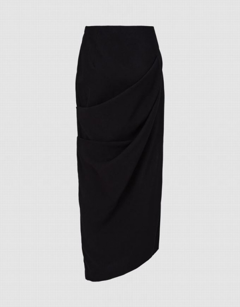 Black Urban Revivo Midi Skinny-Fit Women's Skirts | JEBAXN-146