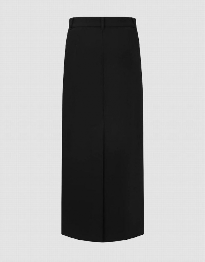 Black Urban Revivo Midi Straight Women's Skirts | NOCYLM-139