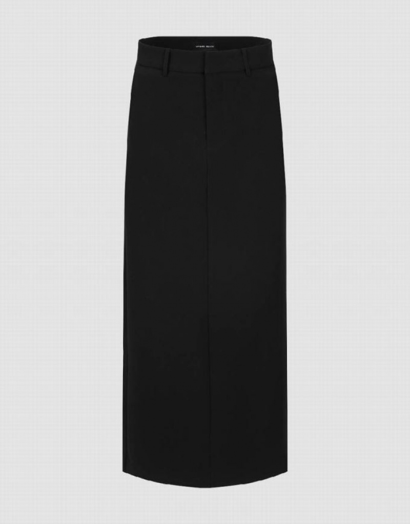 Black Urban Revivo Midi Straight Women\'s Skirts | NOCYLM-139