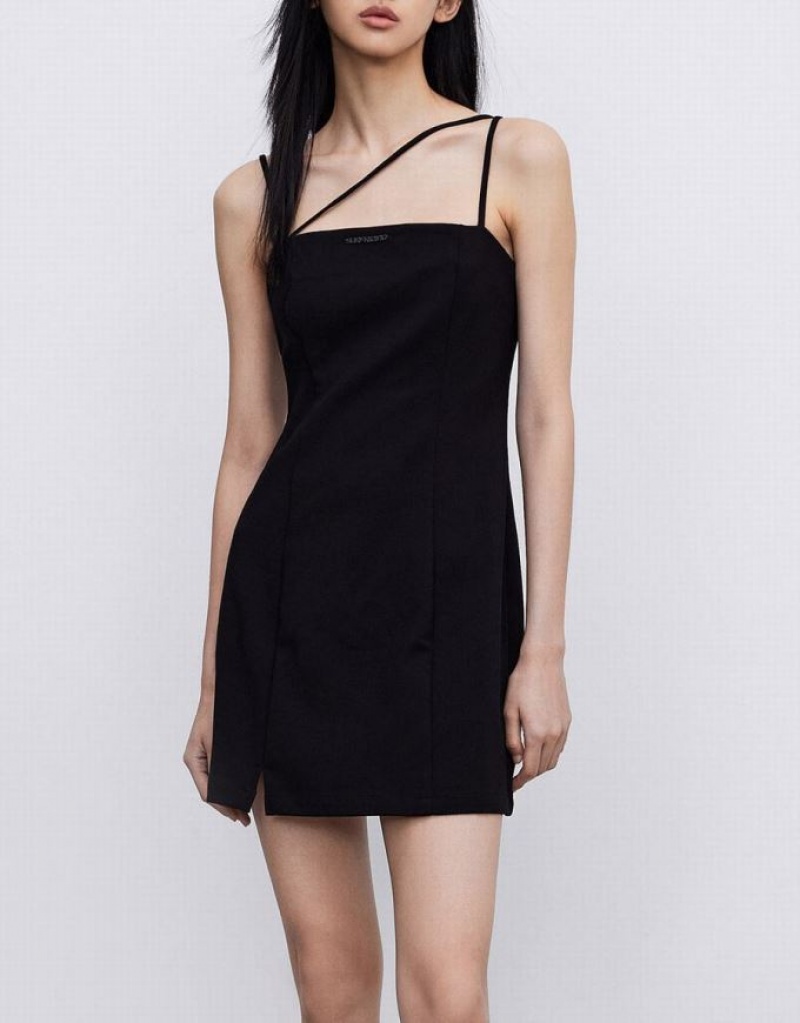 Black Urban Revivo Minimalistic Cami Mini Women's Mini Dress | TJKGOR-046