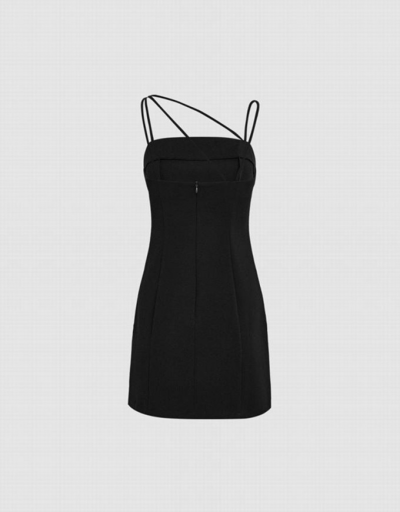 Black Urban Revivo Minimalistic Cami Mini Women's Mini Dress | TJKGOR-046