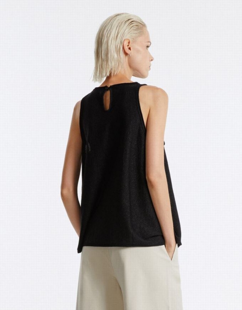 Black Urban Revivo Oversized Women's Tank Top | OGIEAC-736