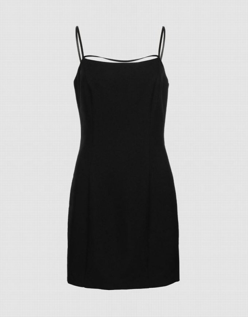 Black Urban Revivo Plain Mini Cami Women\'s Mini Dress | OBIMRP-472