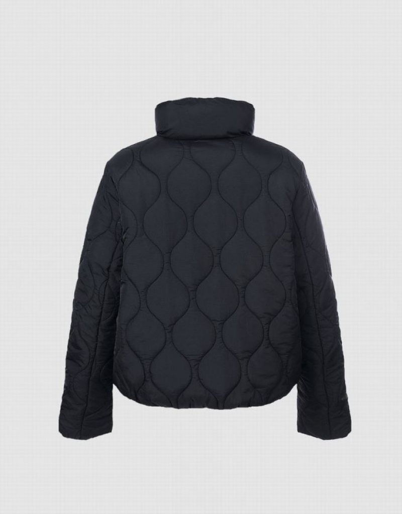 Black Urban Revivo Quilted Women's Puffer Jacket | JDTFHI-536