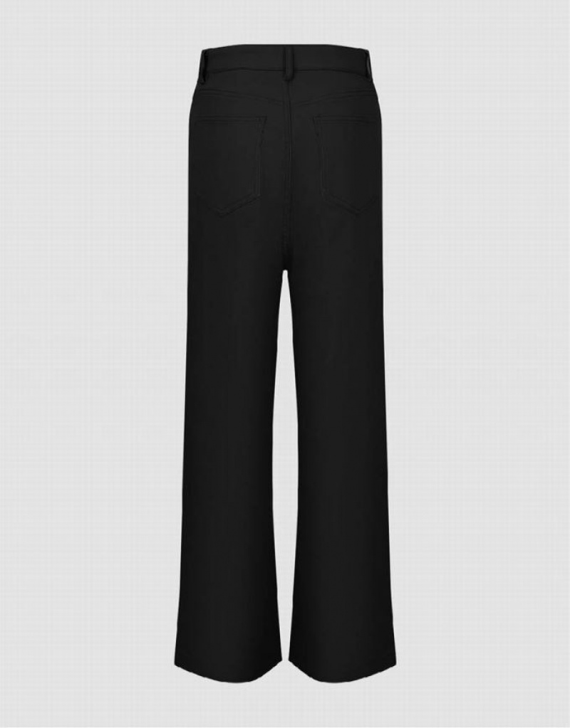 Black Urban Revivo Regular Flare Women's Pants | AGHKTC-173