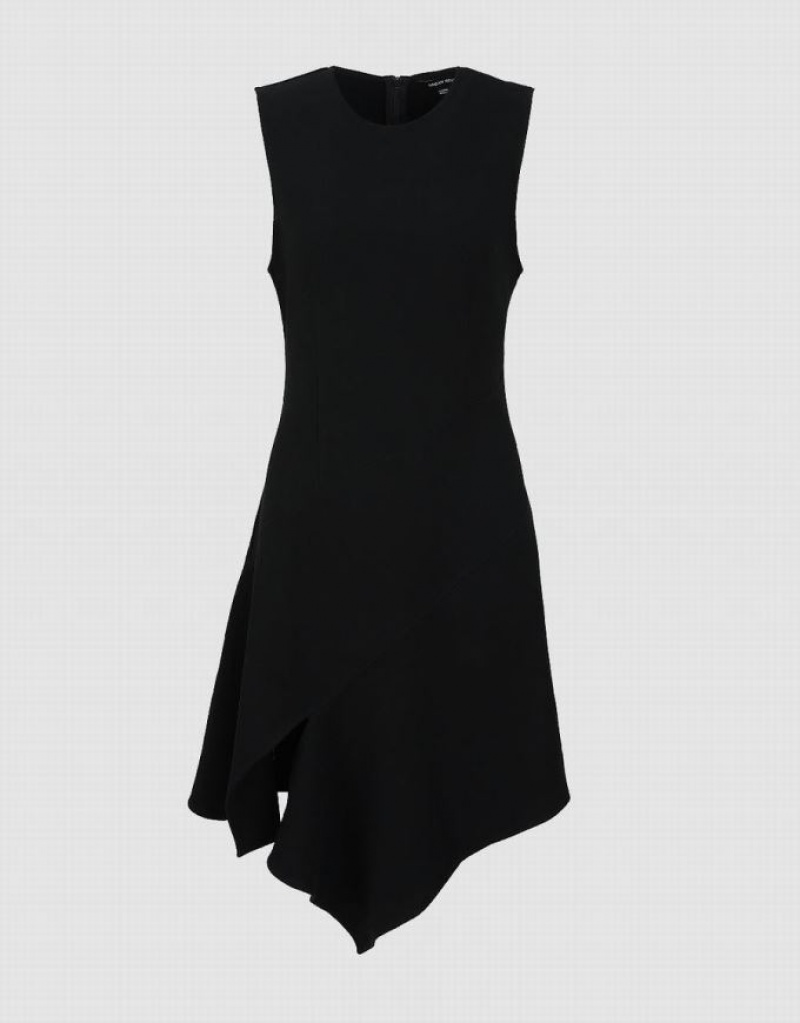 Black Urban Revivo Sleeveless Crew Neck Mini A-Line Women's Dress | WAUHSN-371