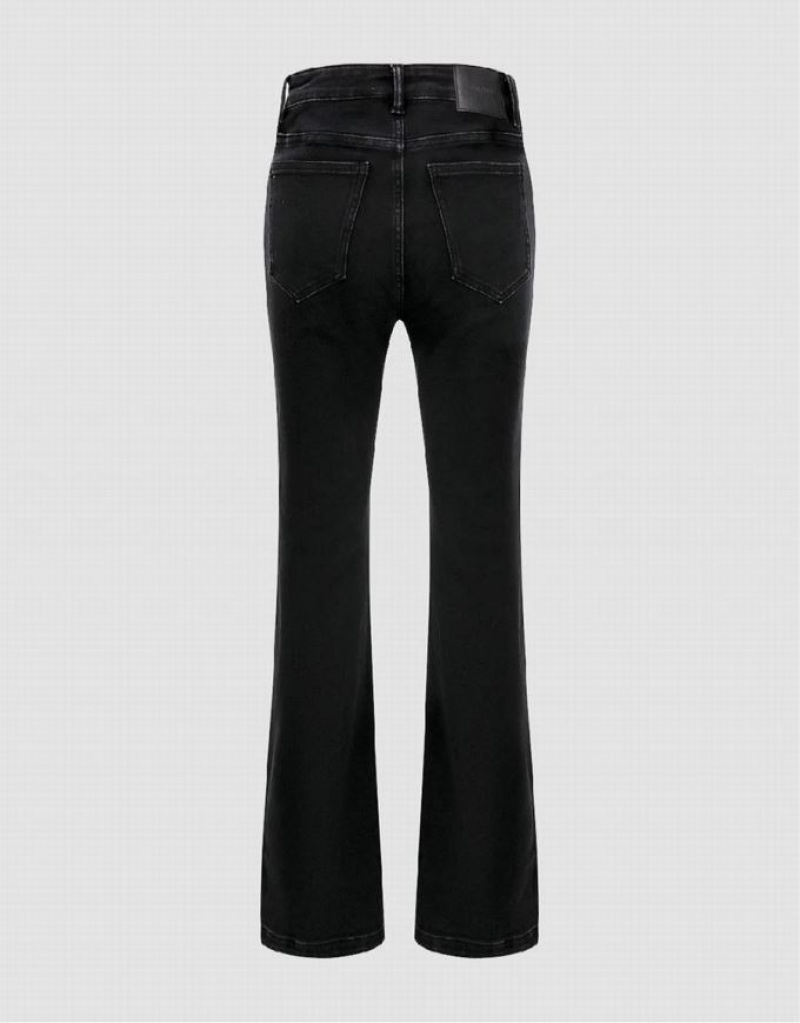 Black Urban Revivo Split Hem Flare Women's Jeans | CJAXKE-519