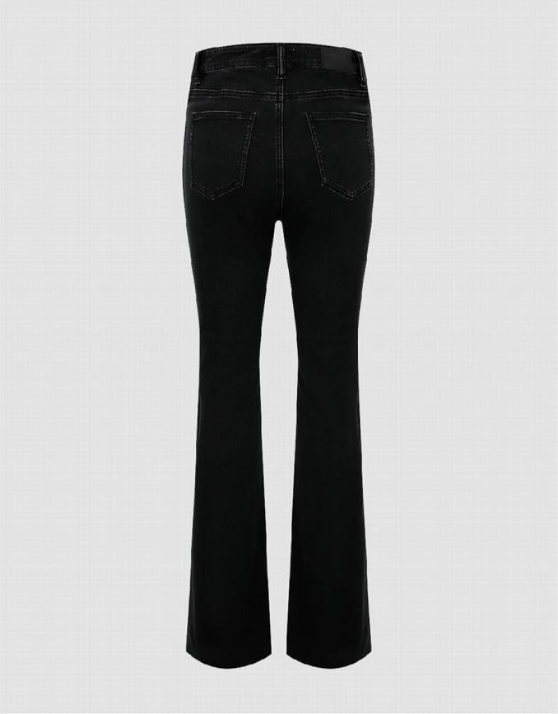 Black Urban Revivo Split Hem Flare Women's Jeans | GVRWBL-298