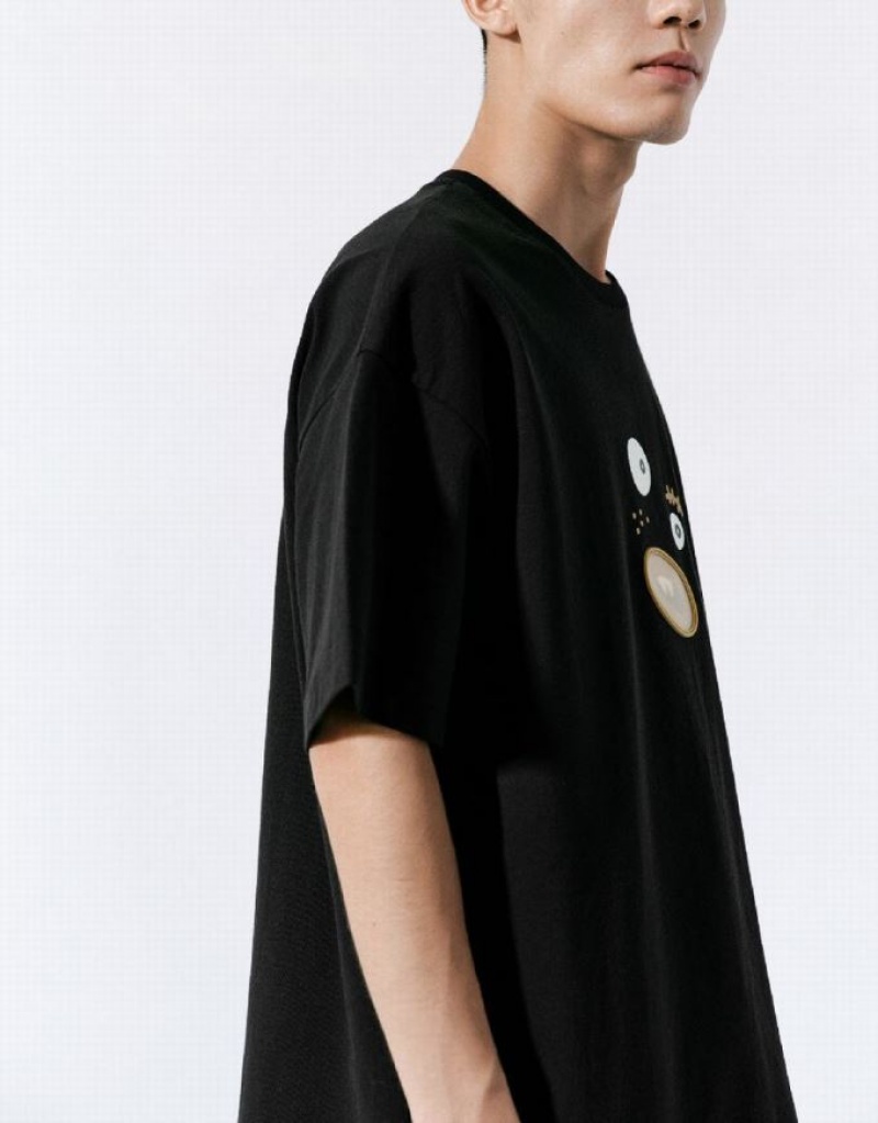 Black Urban Revivo Straight Knitted Men's T-Shirts | ZYTKSO-329