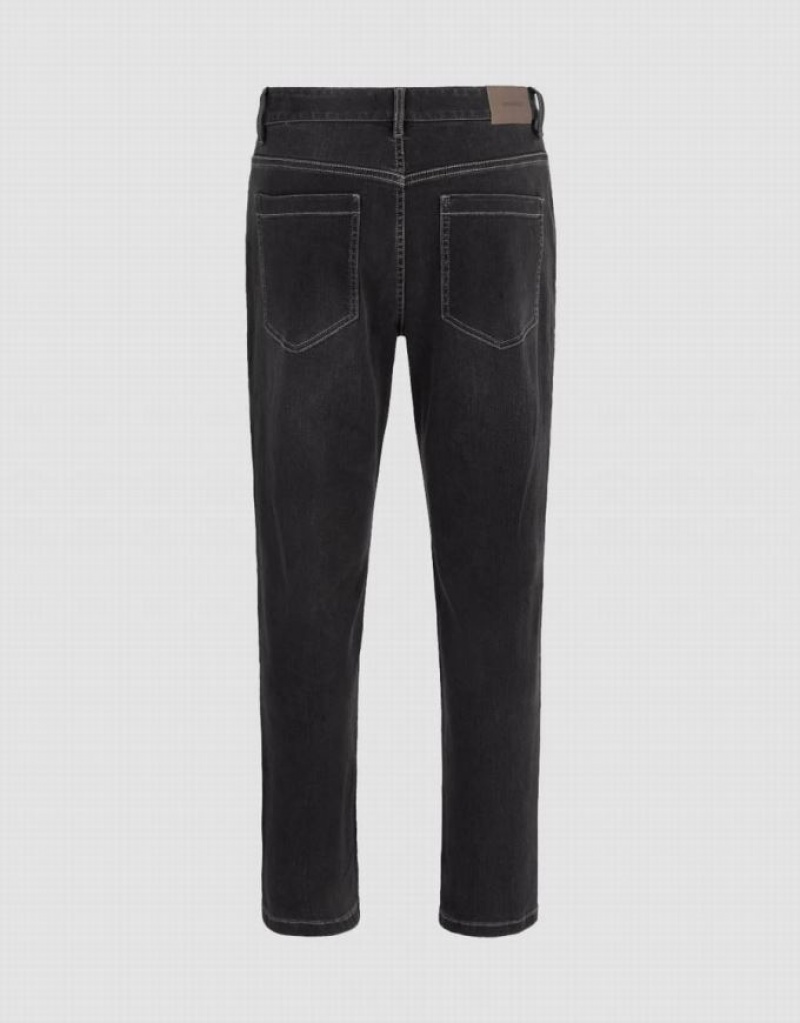 Black Urban Revivo Straight Men's Jeans | EZKBVD-153