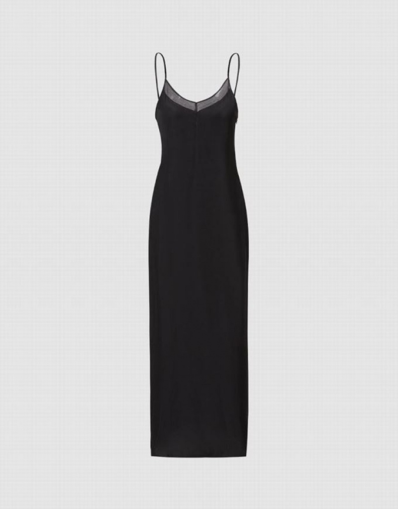 Black Urban Revivo Strappy Maxi Women's Maxi Dress | HSGFUK-514