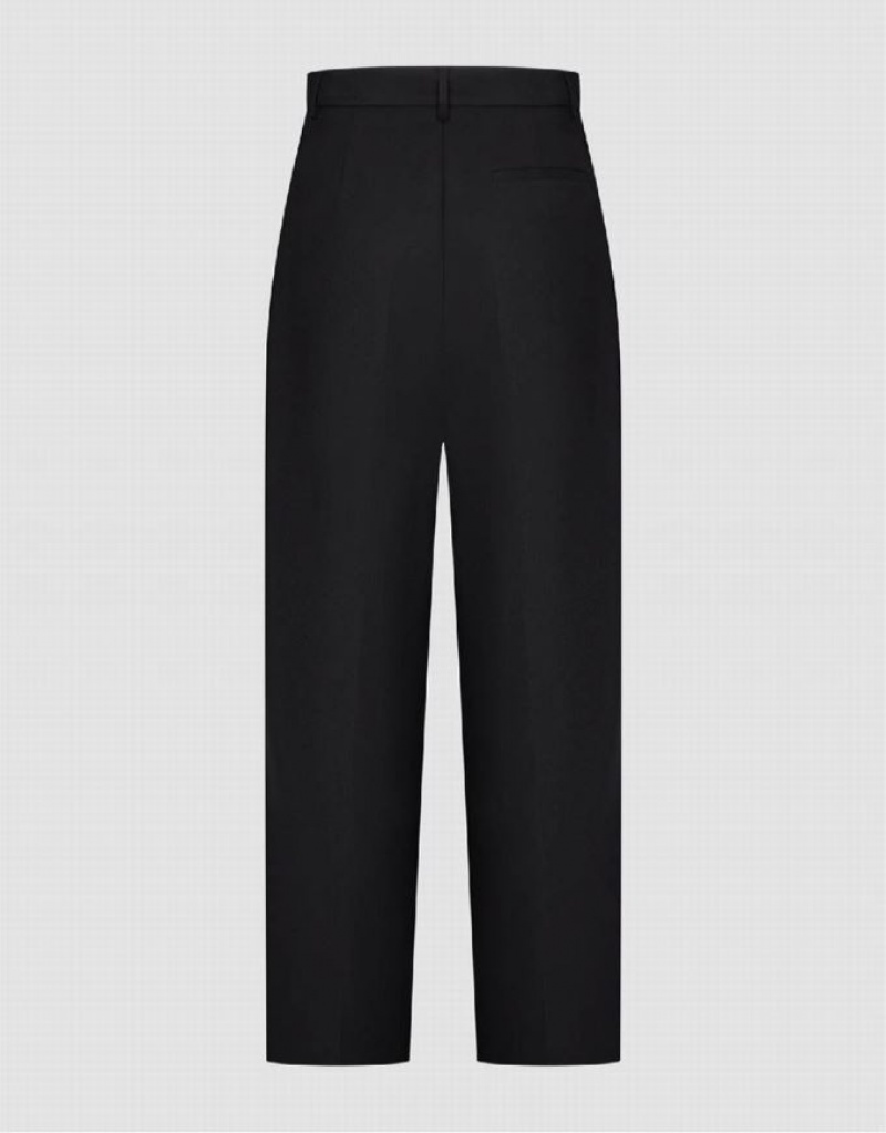 Black Urban Revivo Tailored Wide-Leg Women's Pants | MCPXUO-472