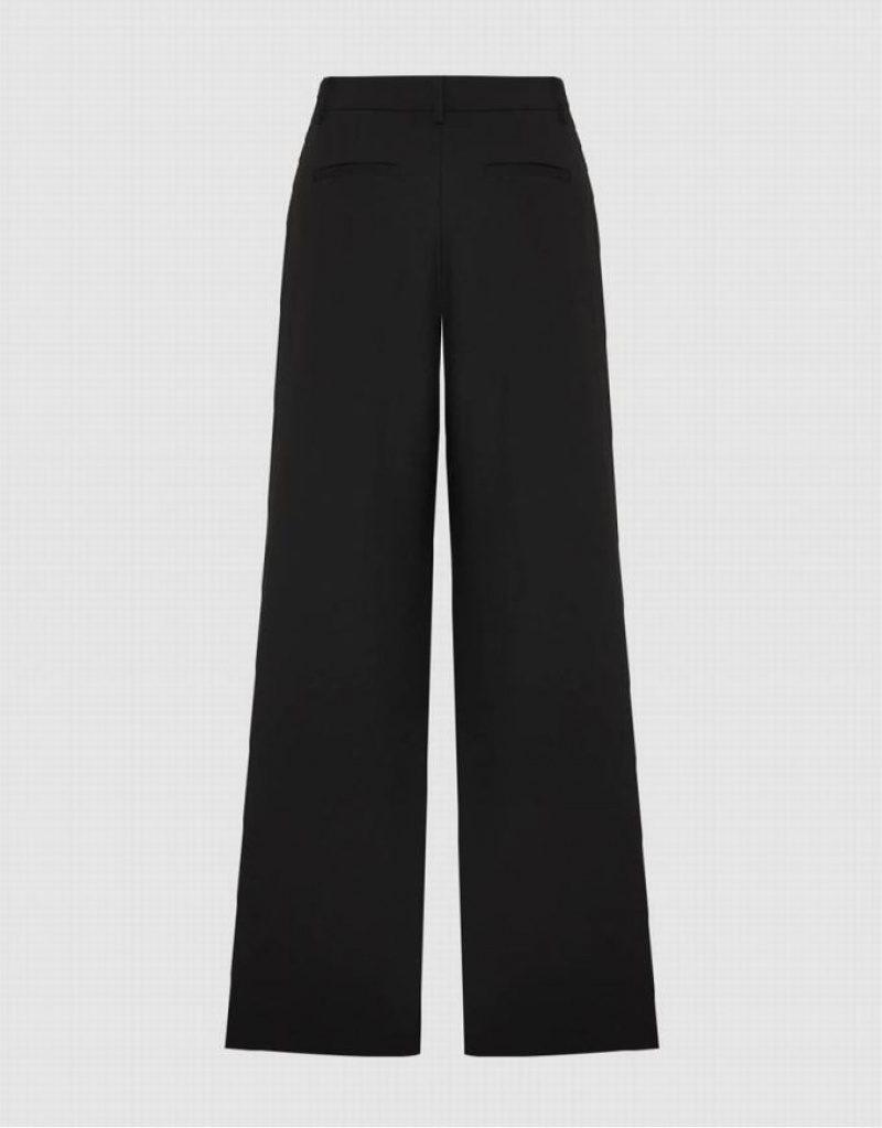 Black Urban Revivo Tailored Wide-Leg Women's Pants | IPDRNE-219