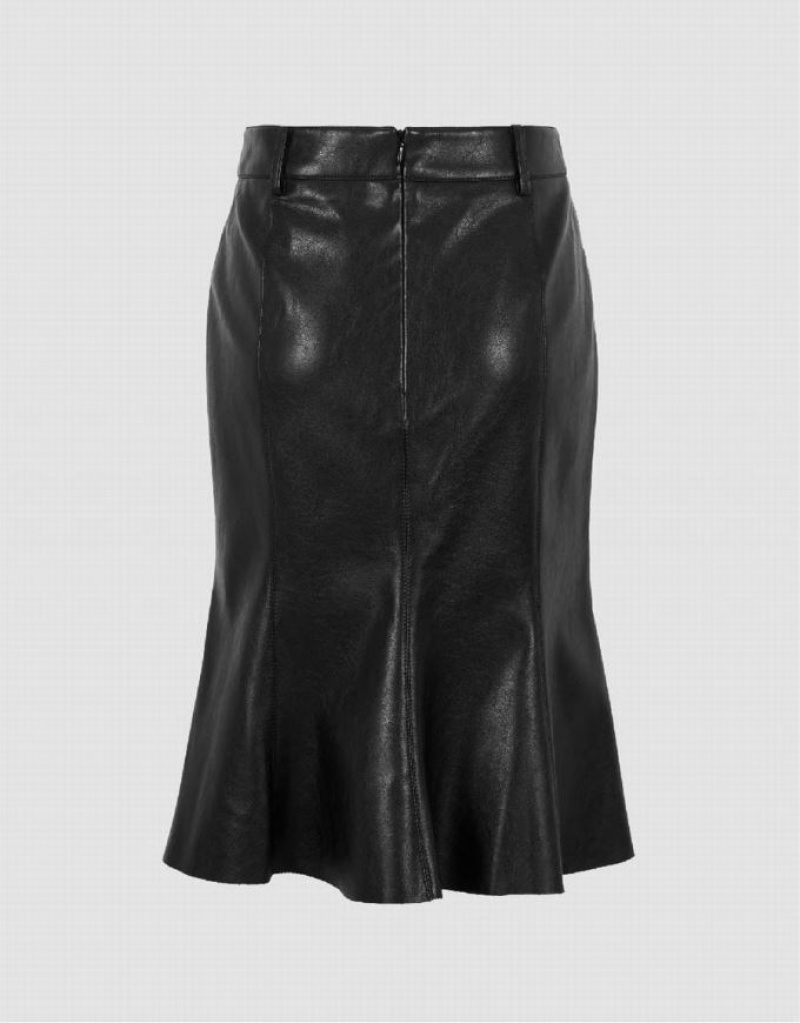 Black Urban Revivo Vegan Leather Mini Fishtail Women's Skirts | PJWXQE-538