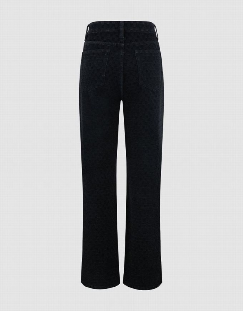 Black Urban Revivo Wide-Leg Women's Jeans | TMIUZP-318