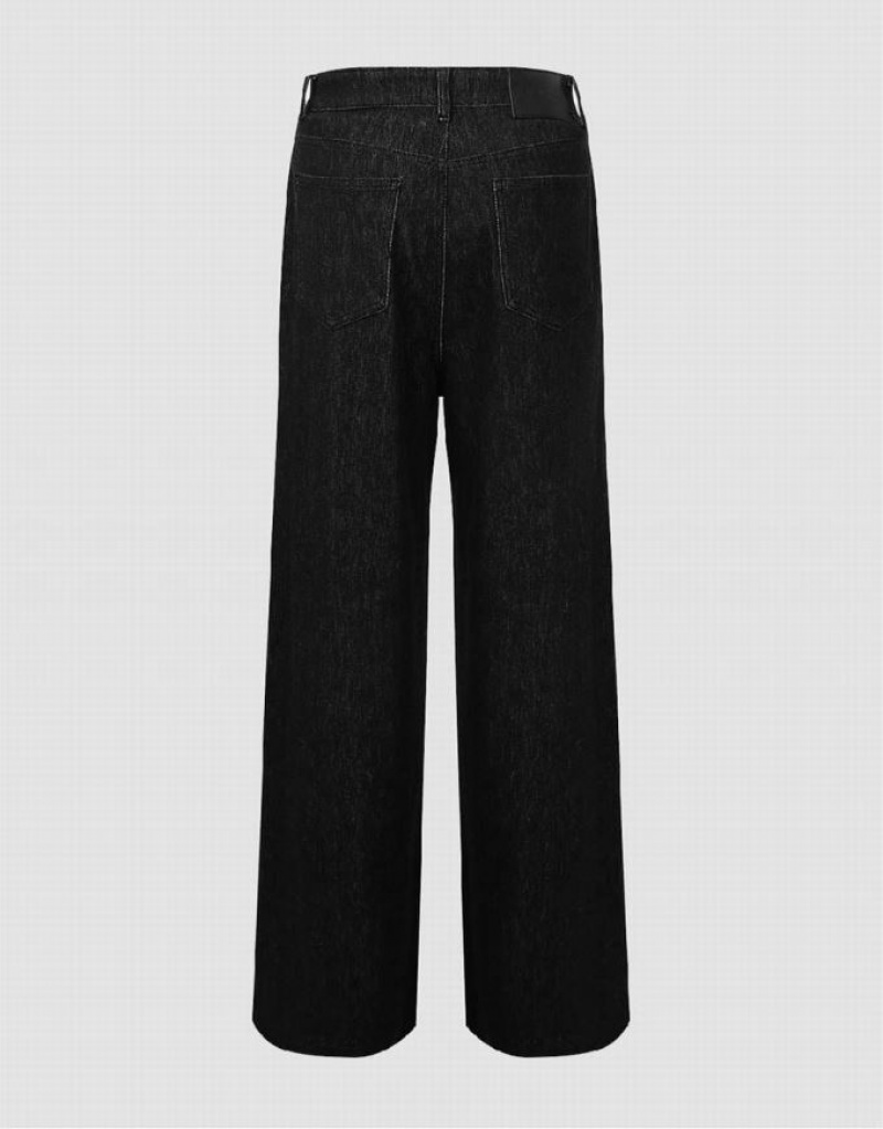 Black Urban Revivo Wide-Leg Women's Jeans | SIRVWB-937