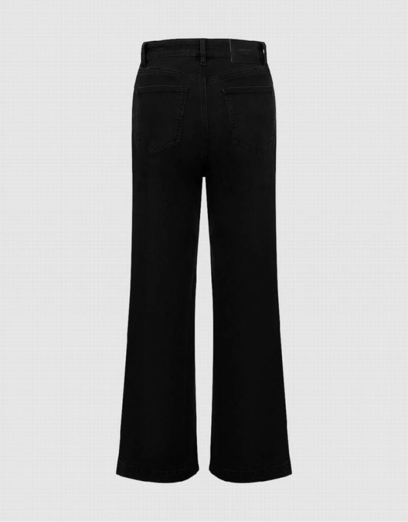 Black Urban Revivo Wide-Leg Women's Jeans | PQYFEG-618