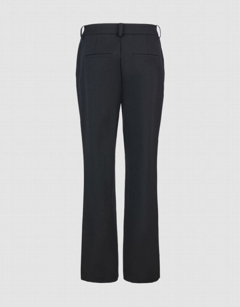 Black Urban Revivo Woven Long Straight Women's Pants | TIRNWB-942