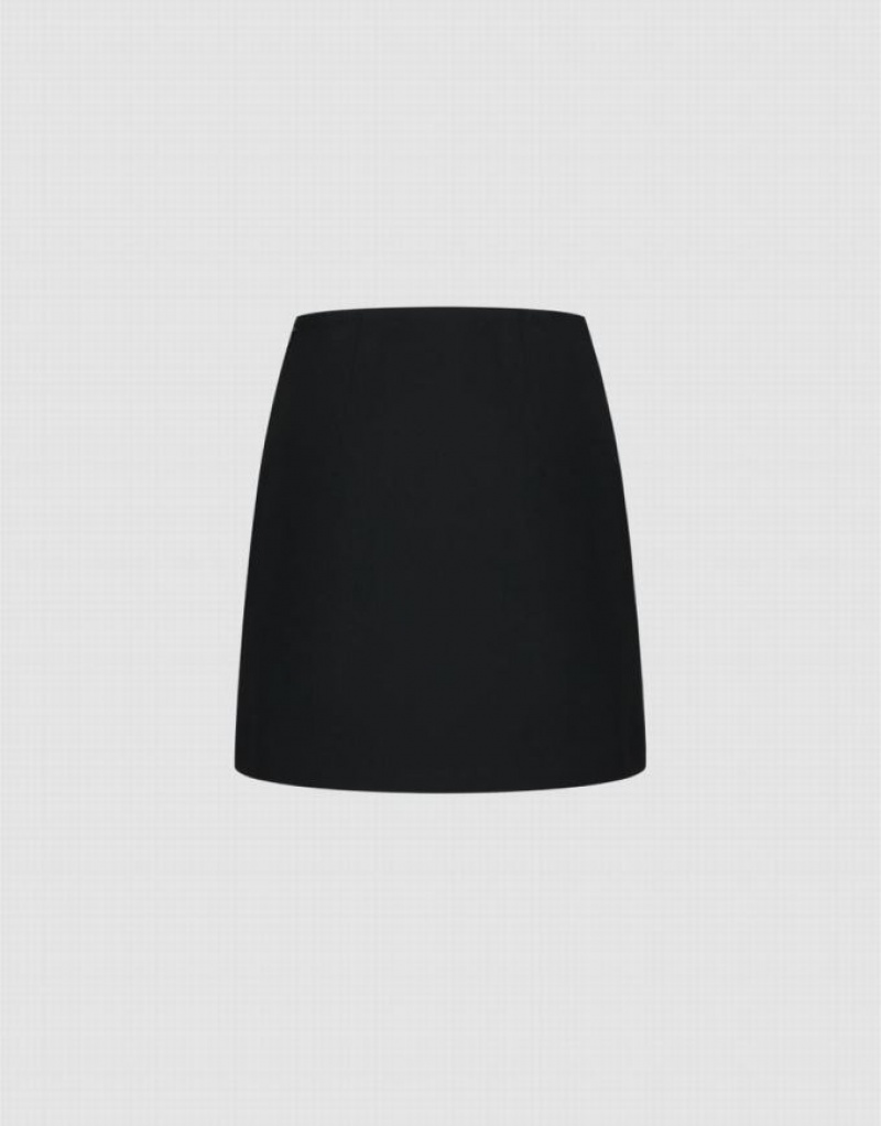 Black Urban Revivo Wrap Mini Women's Skirts | DKLQEG-483