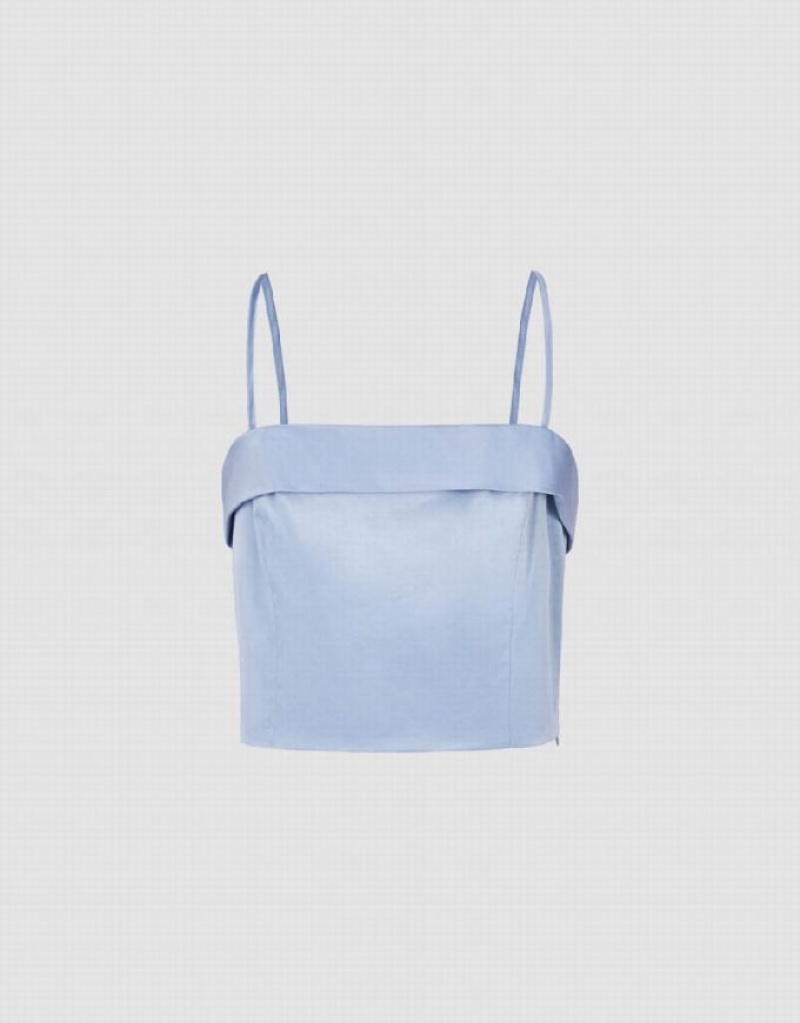 Blue Urban Revivo Cropped Women's Camisole | JDWKFR-852