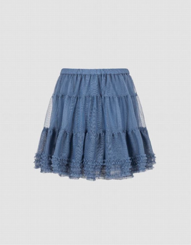 Blue Urban Revivo Elastic Waist Mini A-Line Women's Skirts | LMTVJU-271