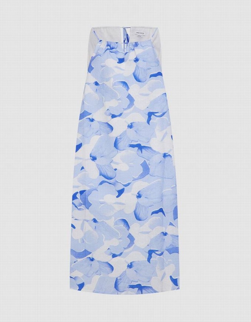 Blue Urban Revivo Floral Print Cami Midi Sundress Women\'s Midi Dress | CJZNXM-498