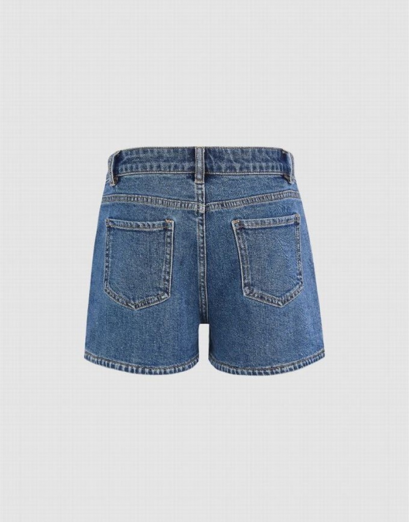 Blue Urban Revivo Glamor Women's Denim Shorts | XMLUAB-529