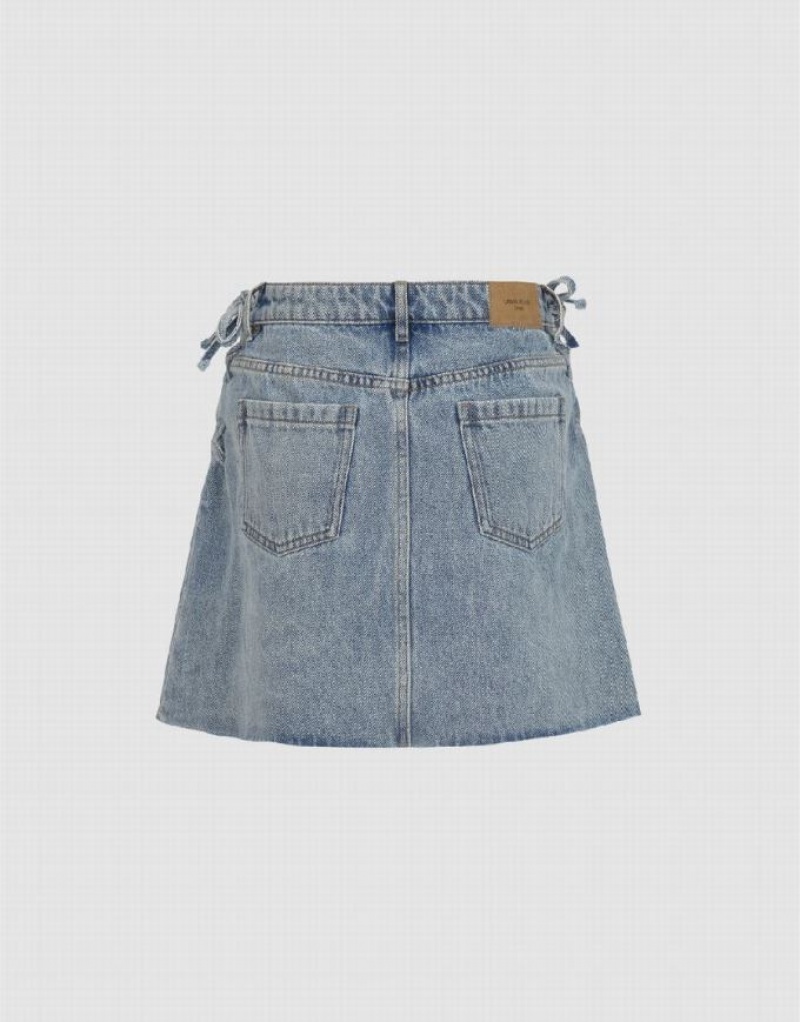 Blue Urban Revivo Mini A-Line Women's Denim Skirt | LJUBZY-397