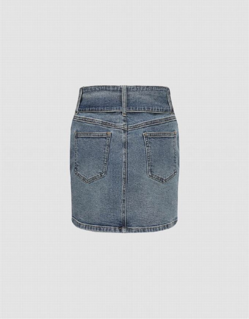 Blue Urban Revivo Mini Skinny Women's Denim Skirt | VYXWAH-210