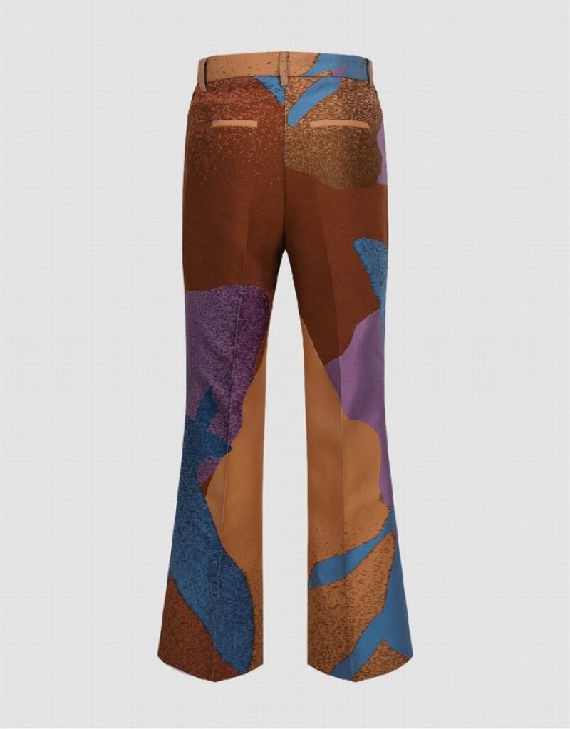 Blue Urban Revivo Printed Flare Women's Pants | XVSMAN-194