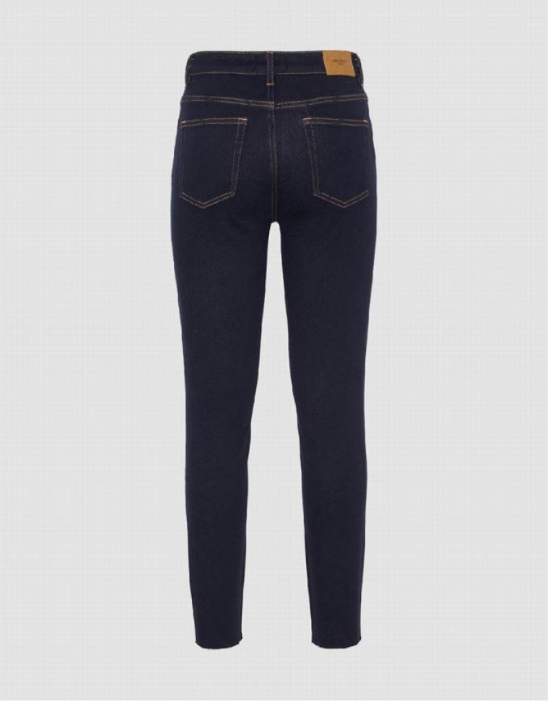 Blue Urban Revivo Raw Hem Skinny Women's Jeans | VRODEY-056