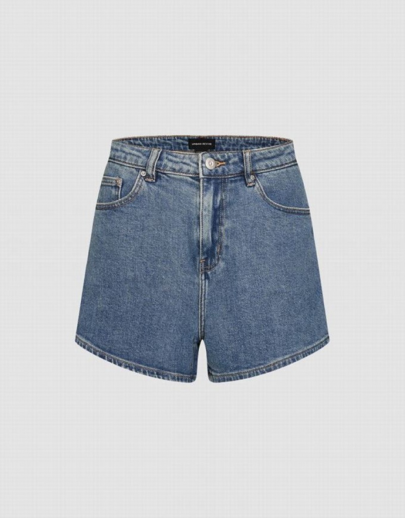 Blue Urban Revivo Regular Women's Denim Shorts | CUZIBV-657