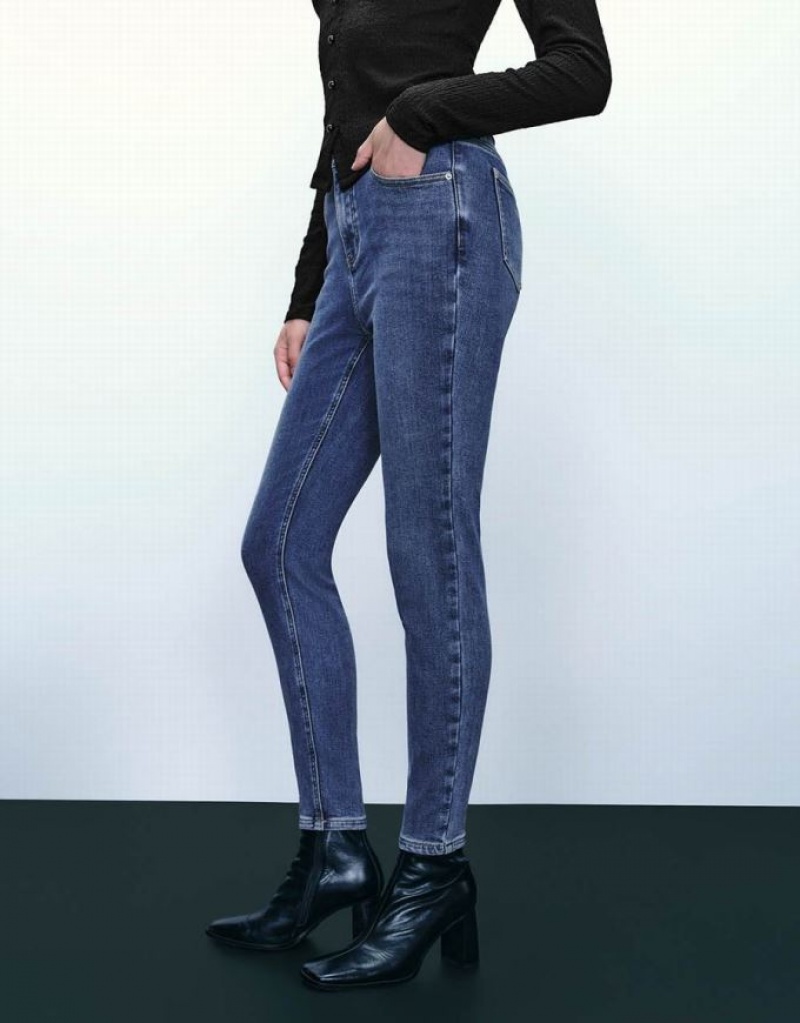 Blue Urban Revivo Skinny Women's Jeans | JQVDOI-071