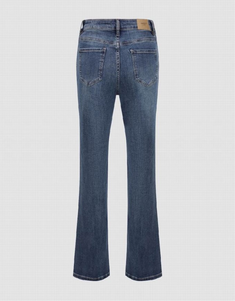 Blue Urban Revivo Split Hem Flare Women's Jeans | SVXETP-961