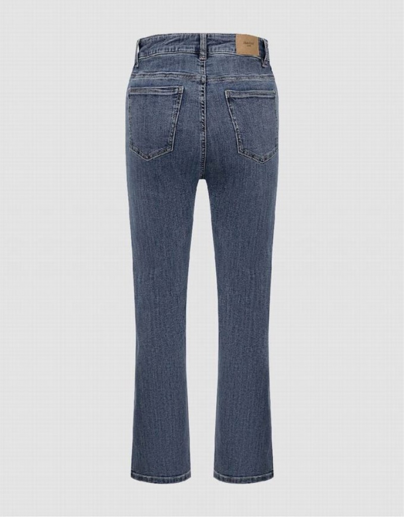 Blue Urban Revivo Split Hem Straight Women's Jeans | BTLYKP-942