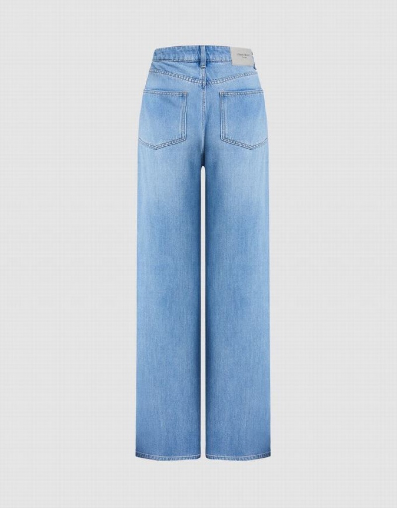 Blue Urban Revivo Straight Fit Women's Jeans | MCDNIW-314