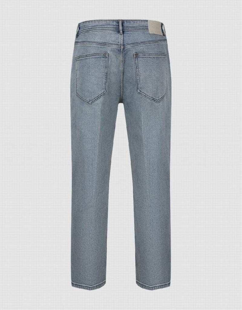 Blue Urban Revivo Straight Men's Jeans | OCJKER-273