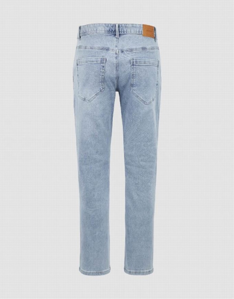 Blue Urban Revivo Straight Men's Jeans | PNWUXE-218