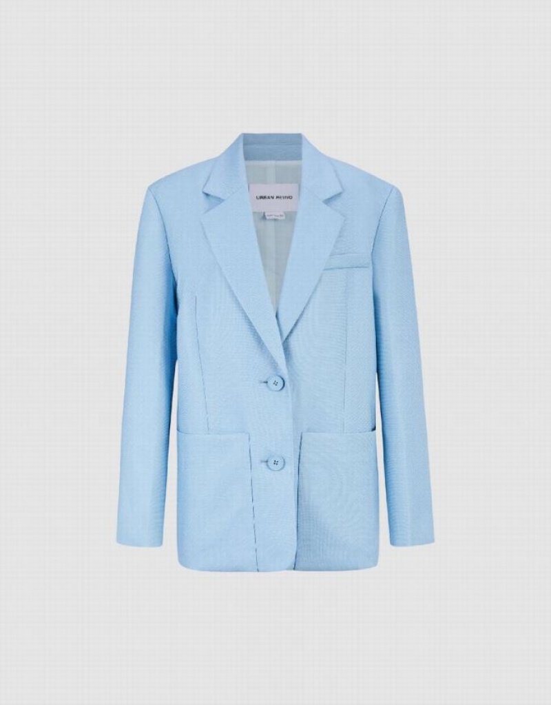 Blue Urban Revivo Tailored Notch Lapel Women's Blazers | CUMSDK-561