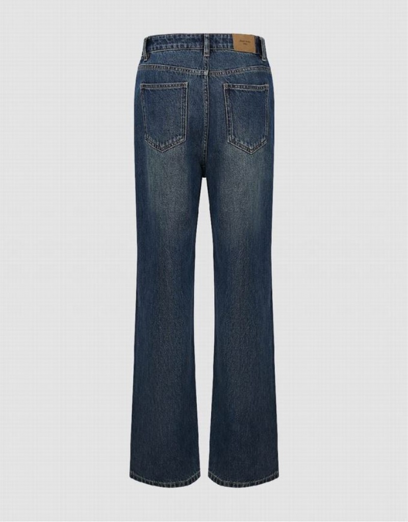 Blue Urban Revivo Wide-Leg Women's Jeans | EVJCBO-280