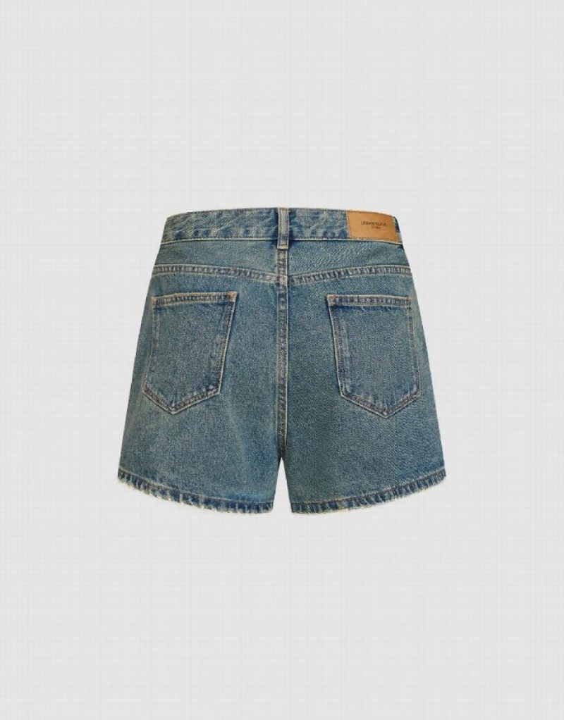 Blue Urban Revivo Women's Denim Shorts | TKBMEX-653