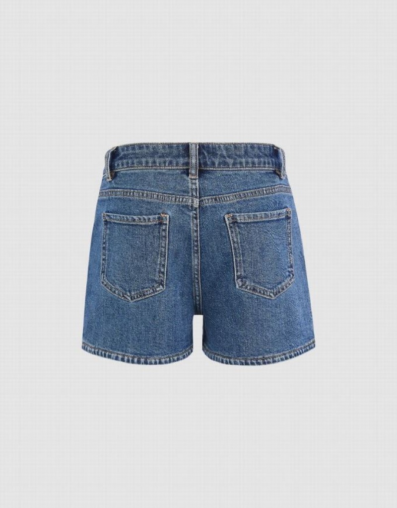 Blue Urban Revivo Women's Denim Shorts | YIXQPM-034