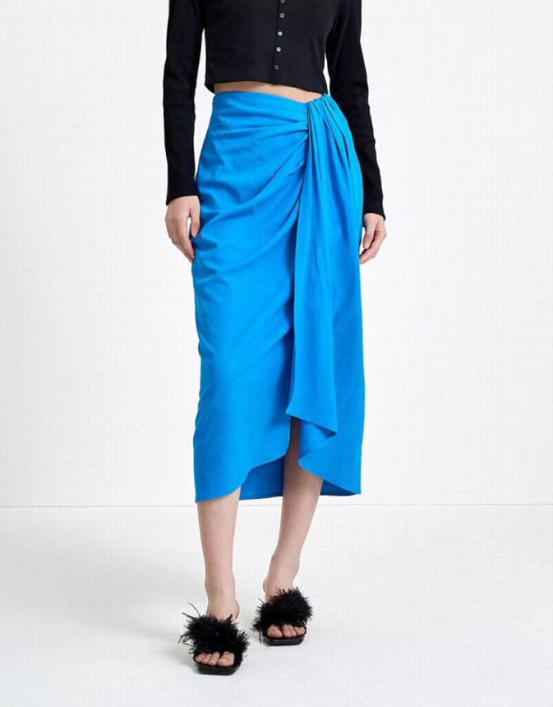 Blue Urban Revivo Wrapped Style Women's Skirts | WINKQE-283