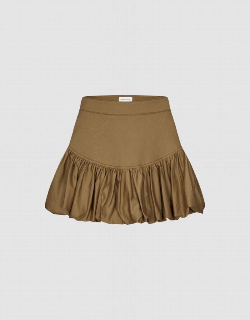 Brown Urban Revivo Elastic Waist Mini A-Line Women\'s Skirts | PBXZUJ-574