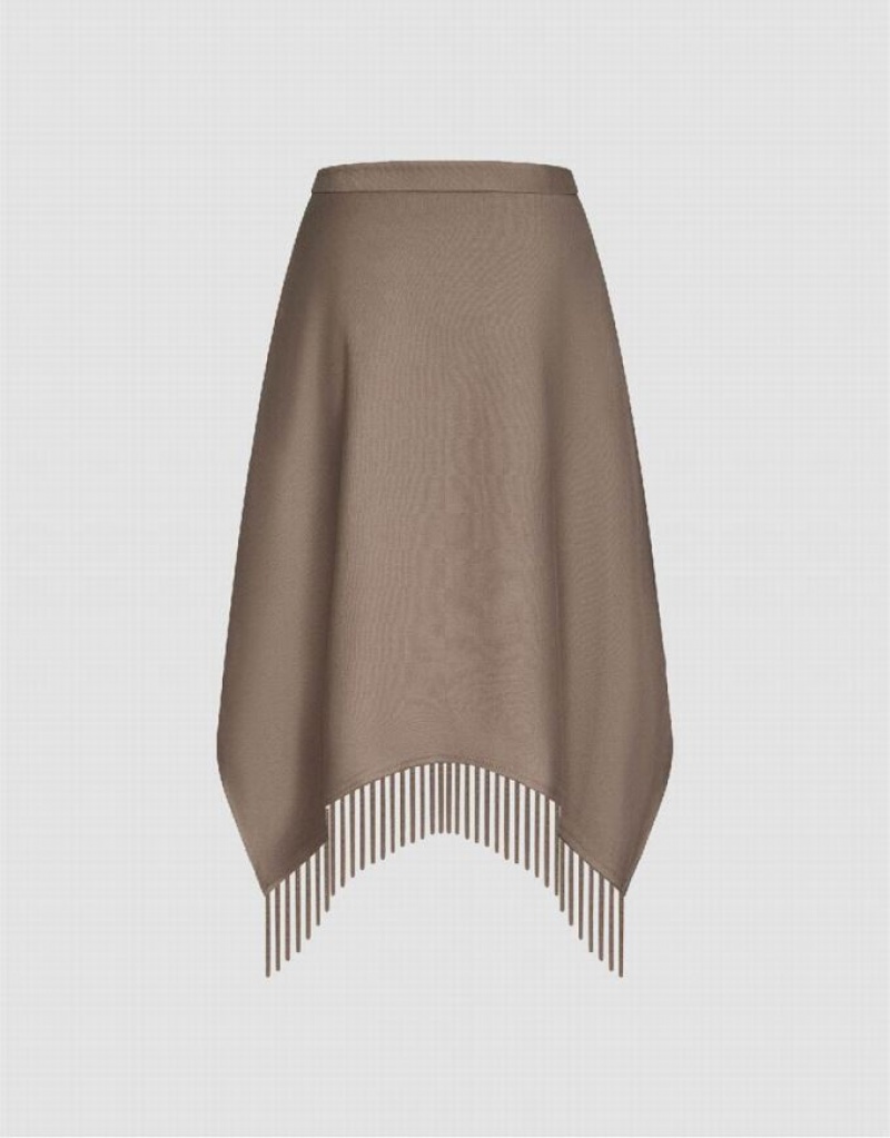 Brown Urban Revivo Midi A-Line With Tassel Women's Skirts | MZKGNF-051