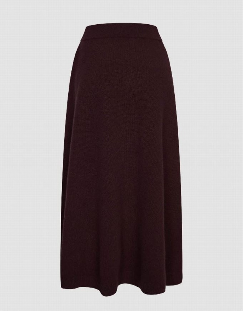 Brown Urban Revivo Plain Knitted Midi Women's Skirts | RGHXBE-036