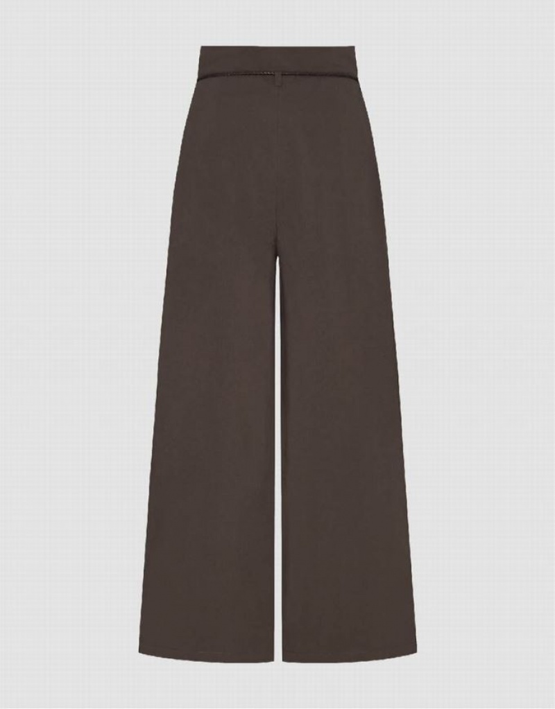 Brown Urban Revivo Straight Women's Pants | FKXVYZ-420